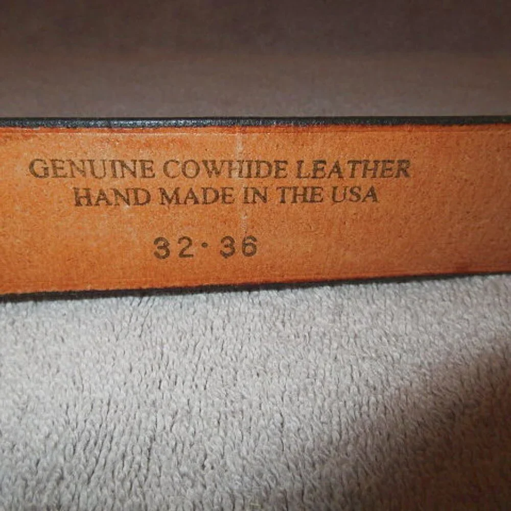United States Army Mens Leather Belt Size 32-36 Buckle Emblem Brown USA Military